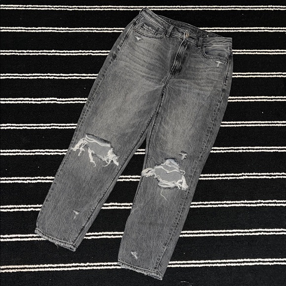 American Eagle Outfitters Denim - American Eagle Black/Grey Highest Rise High Rise Distressed Mom Jeans